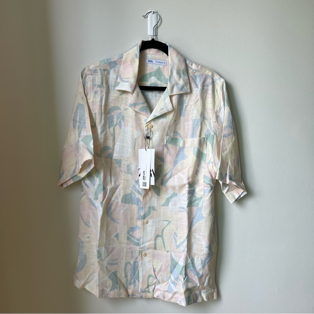 NWT linen blend men’s button up